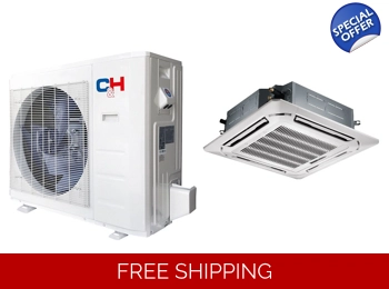 C&H 36K-Btu 19.2 SEER2 Ceiling-Cassette Mini Split Heat Pump (5°F) 9.4 EER/8.8 HSPF (R410a)